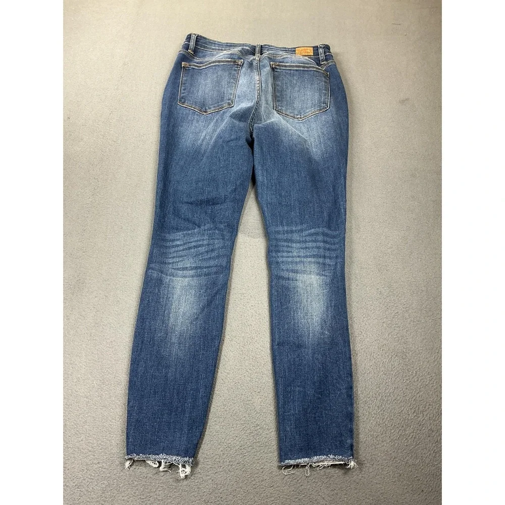 Judy Blue Jeans Womens‎ 11/30 Blue Medium Skinny Distressed Animal Print Denim